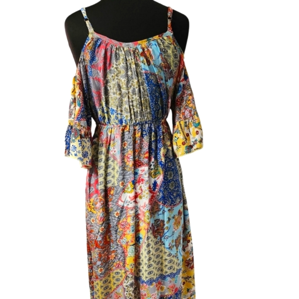 Boho Print Patchwork ,Off Shoulder, Adjustable St… - image 2